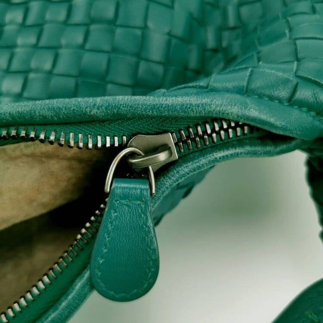 Sold Bottega Veneta Belly Hobo Intrecciato Green Nappa Leather Small