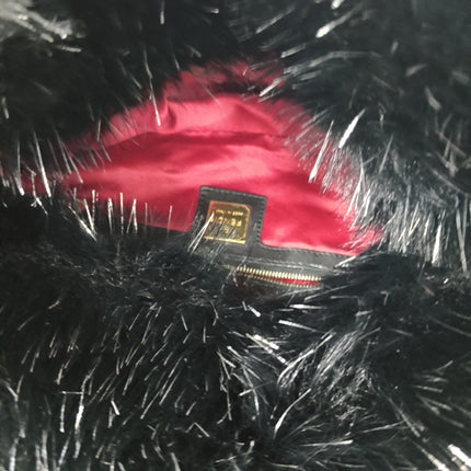 Sold Fendi Baguette Black Furry Pink Interior Shoulder Bag