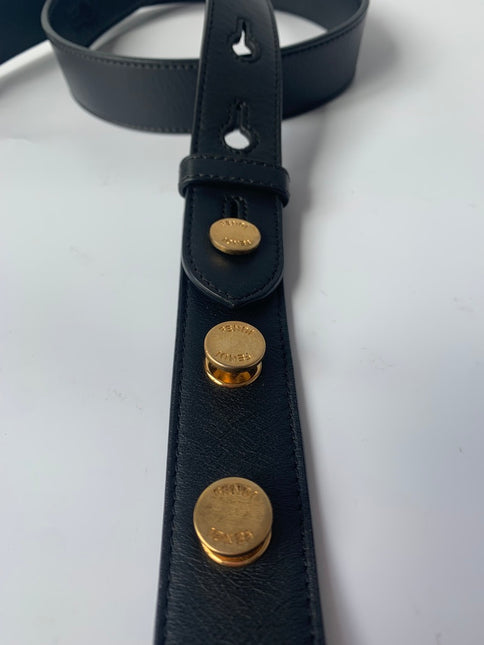 Sold Fendi Baguette Black Leather 3D FF Motif Crossbody bag Medium
