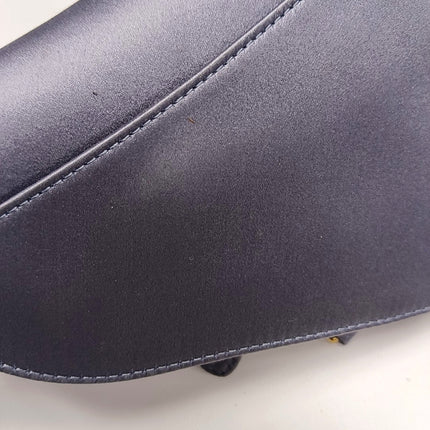 Dior Saddle Mini Silk Blue Grey with Crystal Embedded Buckles