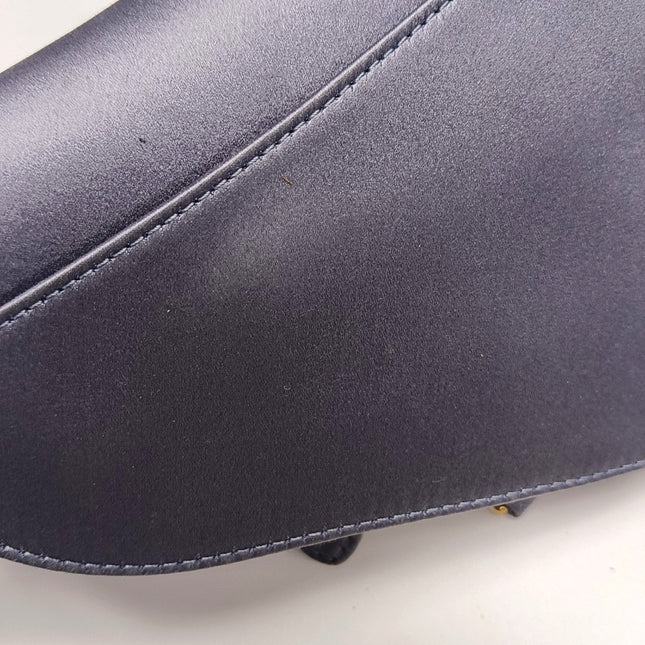 Dior Saddle Mini Silk Blue Grey with Crystal Embedded Buckles