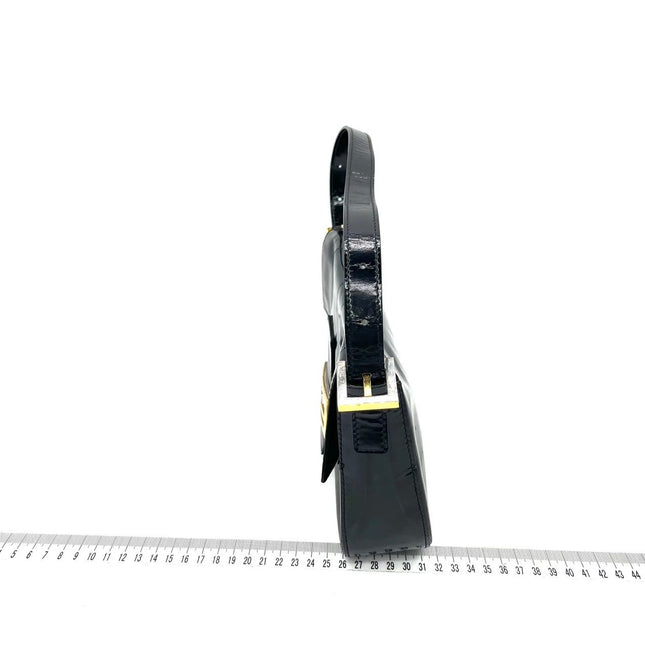 Fendi Baguette Black Patent Leather Gold Hardware Shoulder Bag