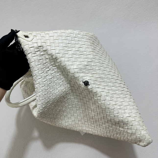 Bottega Veneta Maxi Convertible Tote Bag White Leather Two-way Carry 50cm