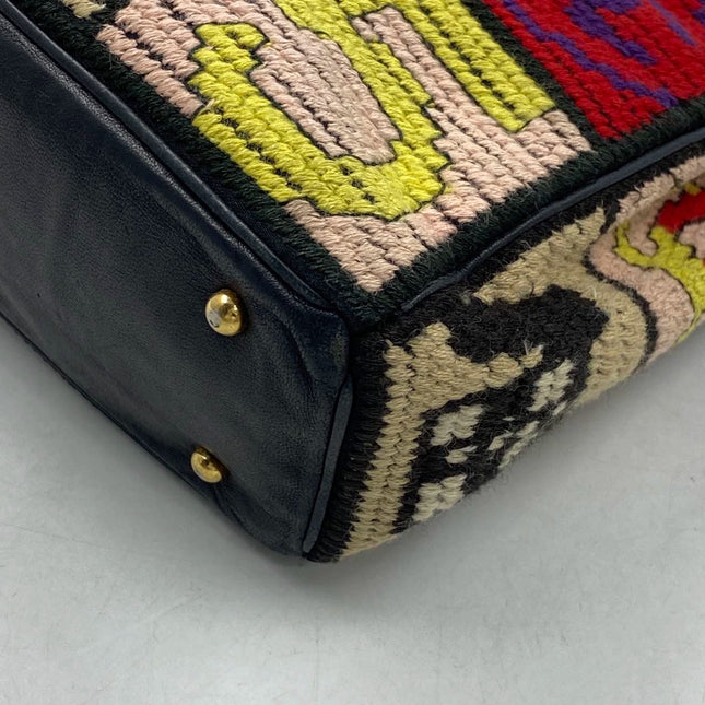 Rare Chanel Precious Symbols Needlepoint Shoulder Bag Shopper Tote