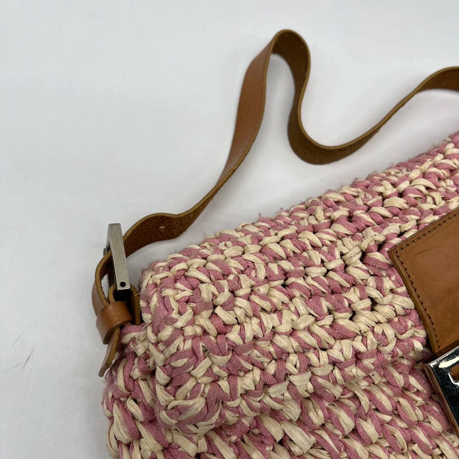 Sold Fendi Baguette Raffia Straw Multicolor Shoulder Bag