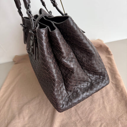 Bottega Veneta Roma Large Intrecciato Nappa Leather Dark Brown 35cm