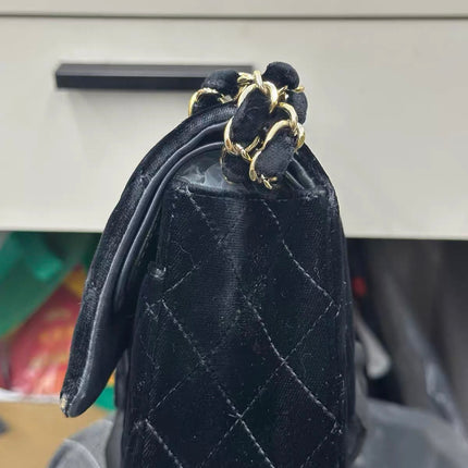 Chanel Classic Flap Medium Black Velvet Gold Hardware, 2014-2015