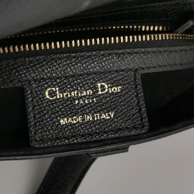 Dior Saddle 2020 Medium Grained Calfskin Leather Bag Black