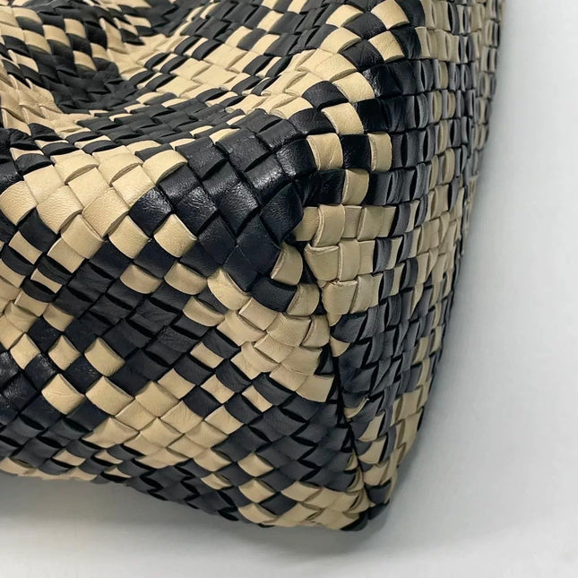 Bottega Veneta Cabat Tote Intrecciato Black and Beige Leather