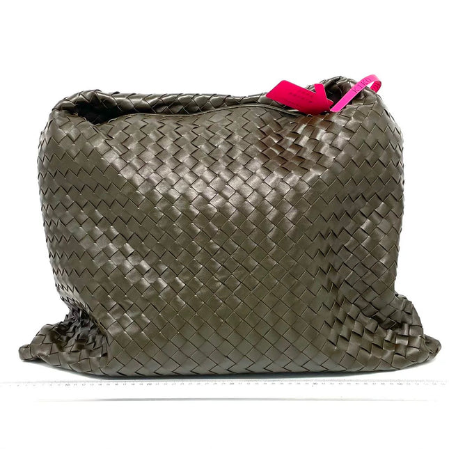 Bottega Veneta Hop Large Leather Dark Olive Green Hobo Bag