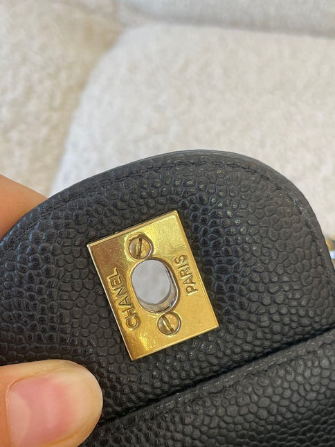 Sold Chanel Classic Flap Jumbo/Large Black Caviar Leather with Gold Hardware