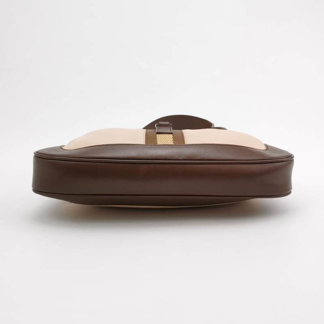 Sold Gucci Jackie Vintage Small Brown Leather and Fabric Silver Hardware