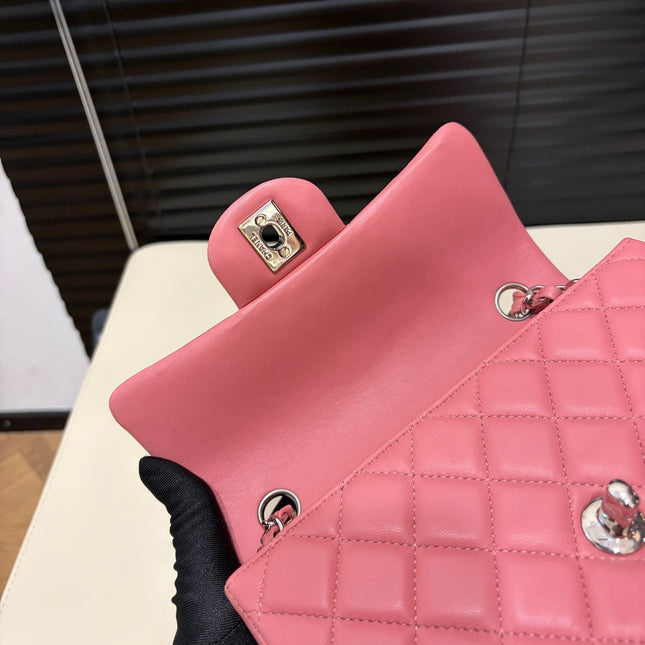 Chanel Classic Flap Mini 2013 Pink Lambskin Leather Silver Hardware
