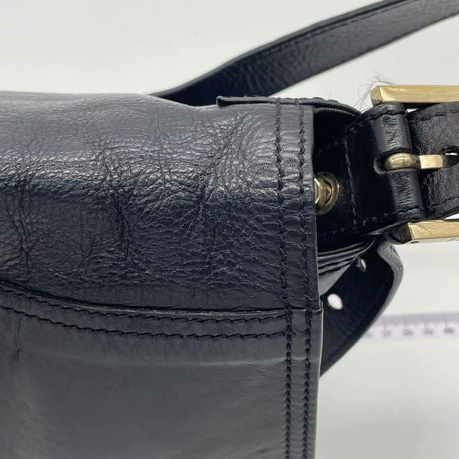 FENDI Baguette Large Black Calfskin Leather Shoulder Bag