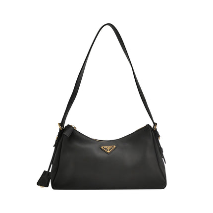 Prada Aimée Black Medium Calfskin Leather Shoulder Bag-Luxbags