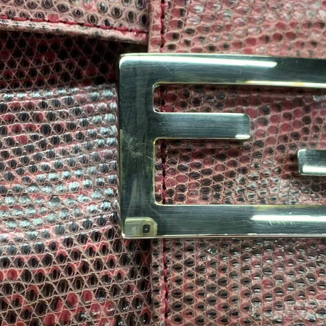 Fendi Baguette Purple Lizard Skin Leather Handbag