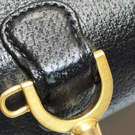 Gucci Bamboo 1947 Small Black Grained Leather Top Handle Bag