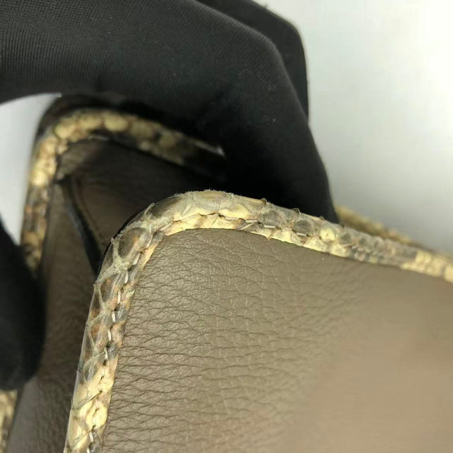 Fendi Peekaboo ISeeU Sellier Small Grey Leather with Python Skin Trimming
