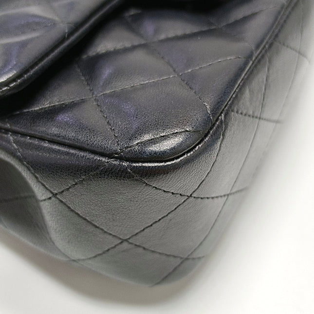 Chanel Classic Flap Mini 2014 Black Lambskin Camellia Charms Silver Hardware