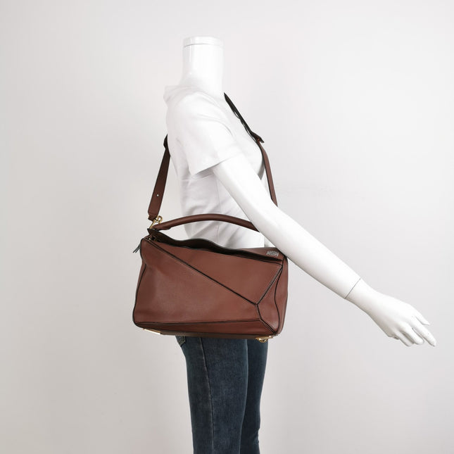 Sold Loewe Puzzle Medium Dark Brown Calfskin leather Bag