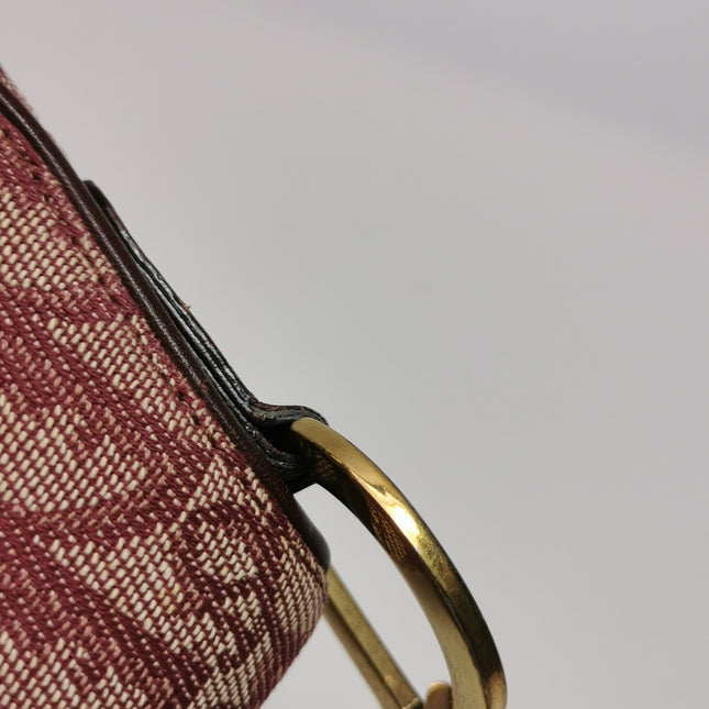 Dior Saddle Vintage Medium Red Burgundy Monogram Oblique Shoulder Bag 2002