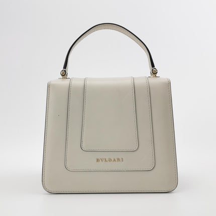 Bvlgari Serpenti Forever Small Leather Top Handle Crossbody Bag White