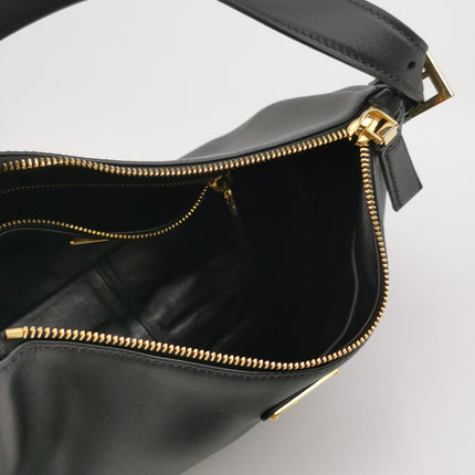 Prada Aimée Black Medium Calfskin Leather Shoulder Bag