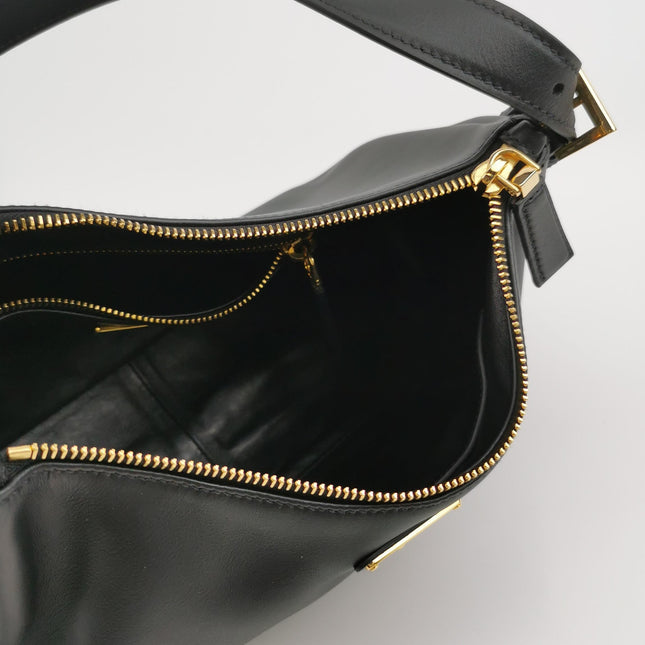 Prada Aimée Black Medium Calfskin Leather Shoulder Bag