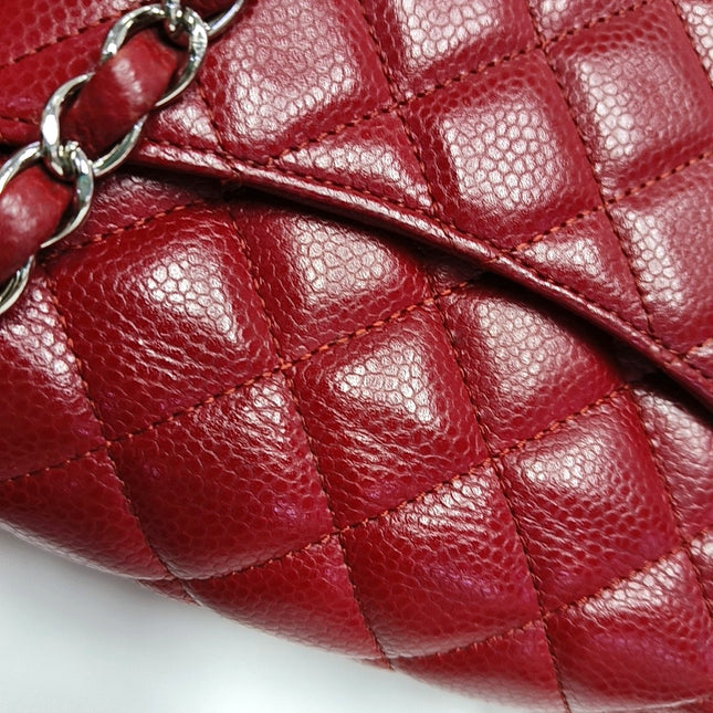 Chanel Classic Flap Rectangular Mini Red Caviar Leather Silver Hardware
