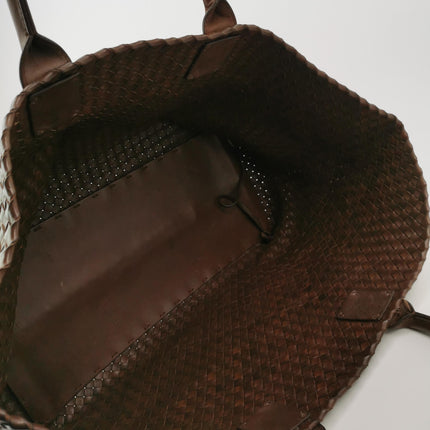 Bottega Veneta Cabat Tote Intreccio Leather Dark Chocolate Brown 44cm