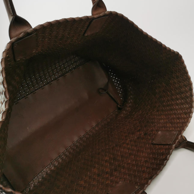 Bottega Veneta Cabat Tote Intreccio Leather Dark Chocolate Brown 44cm