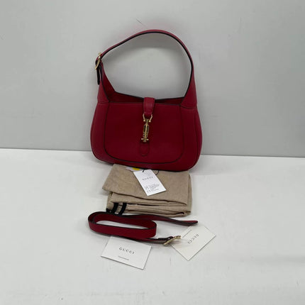 Gucci Jackie 1961 Small Red Pebbled Leather Shoulder Bag