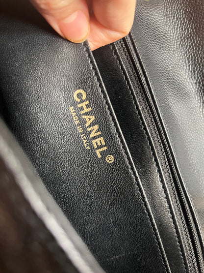 Sold Chanel Classic Flap Jumbo Black Caviar Leather Single Flap with Gold Hardware