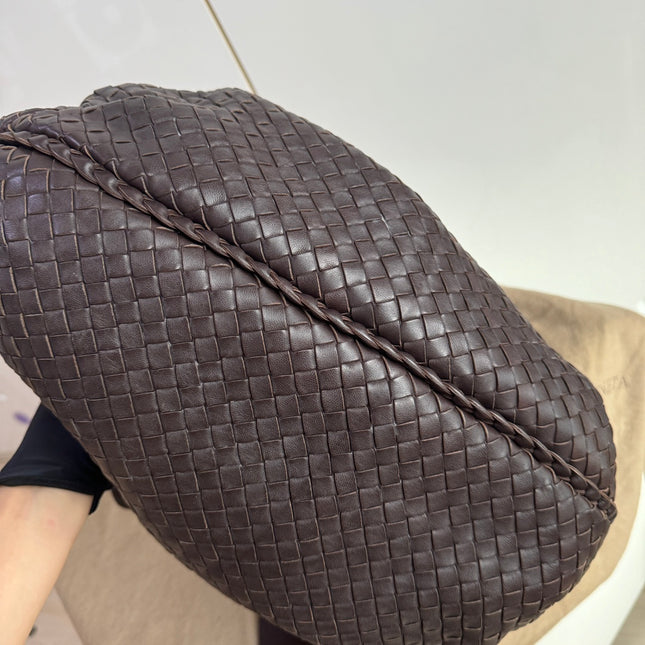 Sold Bottega Veneta Belly Hobo Intrecciato Lambskin Leather Dark Chocolate Brown Large 50cm