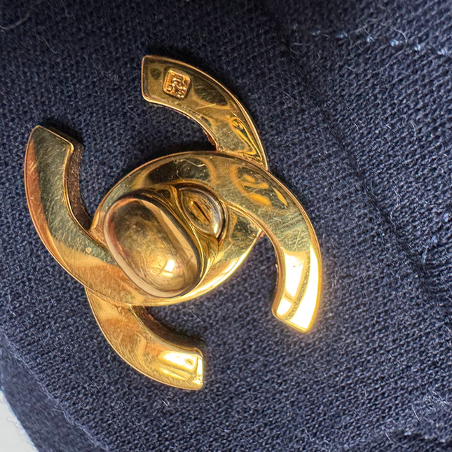 Chanel Classic Flap Small Vintage Navy Fabric 24k Gold Hardware Linked Chain Strap