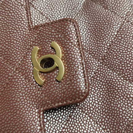 Chanel Vintage Medium Iridescent Brown Caviar Leather Shoulder Bag Gold Hardware