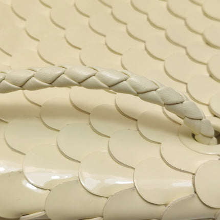 Bottega Veneta Andiamo Small Butter Yellow Fish Scale Patent Leather Handbag