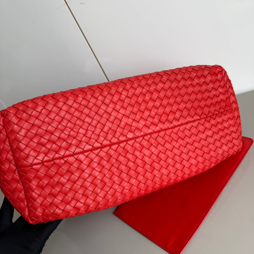 Bottega Veneta Cabat Large Intreccio Red Leather 40cm