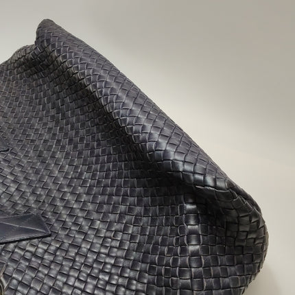 Bottega Veneta Cabat MM Intreccio Leather Tote Bag Navy 40cm