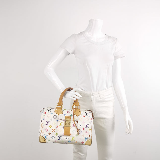 Louis Vuitton x Takashi Murakami Speedy 30 Lock White Multicolor