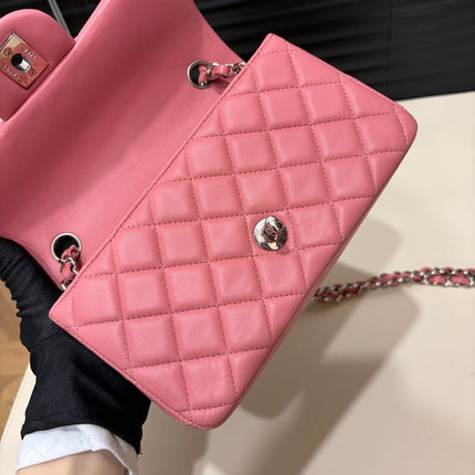 Chanel Classic Flap Mini 2013 Pink Lambskin Leather Silver Hardware