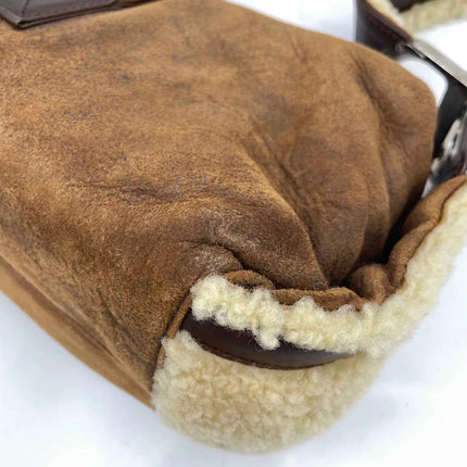 Dior Flight Medium Shoulder Bag Tan Brown Shearling