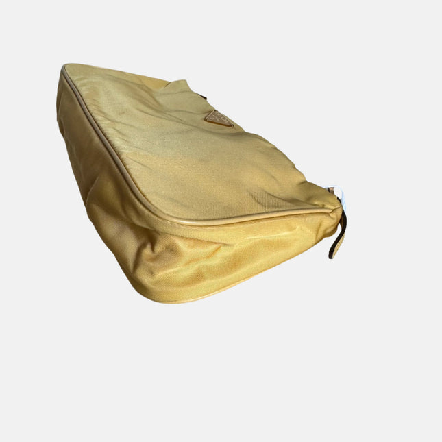 Prada Chain Shoulder Bag Nylon Yellow with Gold-tone Chain