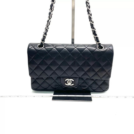Chanel Timeless Classic Flap Medium 2009 Black Lambskin Leather Silver Hardware