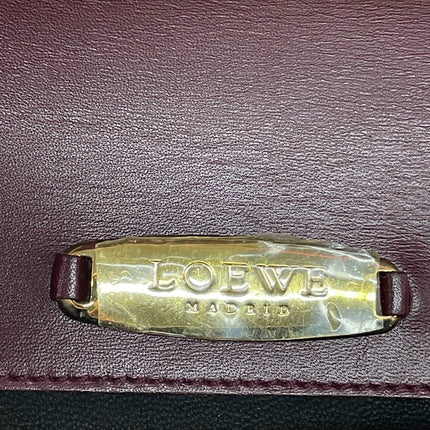 Loewe East West Burgundy Leather Fur Handbag Vintage