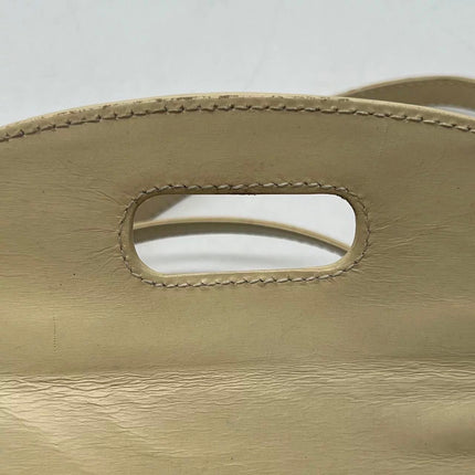 Gucci Bamboo 1947 Vintage Small White Box Leather Top Handle and Leather Strap Bag