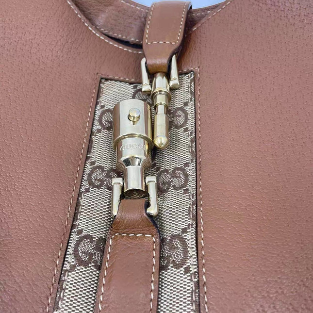 Gucci Piston Lock Brown Bardot Small Vintage Handbag
