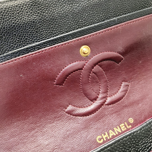 Chanel Classic Flap Medium Black Caviar Leather Gold-tone Hardware