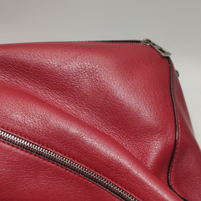 Loewe Puzzle Medium Red Leather with Zipper Crossbody Bag