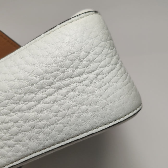 Fendi Baguette Selleria Medium White Calfskin Leather Crossbody Bag